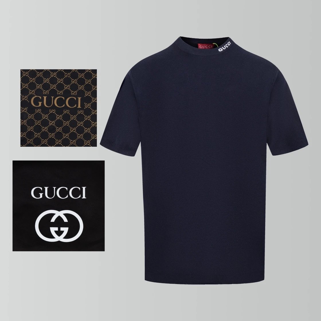 Gucci T-shirt Round Neck Short Sleeve Knit Sweater Round Neck Short Sleeve25ss New Unisex Style T T-shirt OS Loose Fit Base Shirt Casual Top Short Sleeve T-Shirt