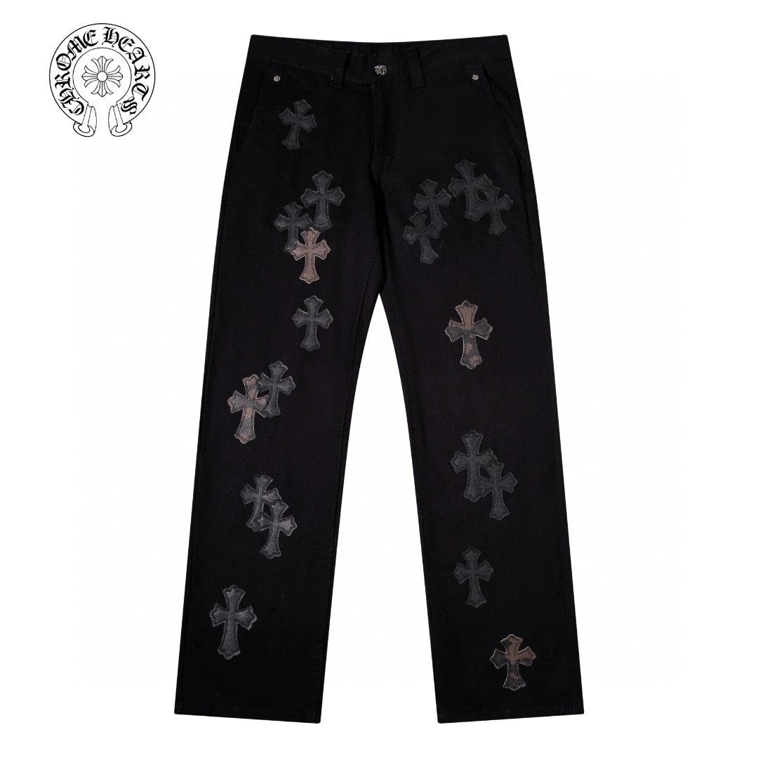 Chrome Hearts Jeans Camouflage Cross Veneer logo25ss Spring Summer New Straight Slim Fit Jeans Unisex Loose Fit Long Pants
