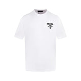 PRADA T-shirt Chest Triangle Mark Embroidery logo round Neck Short Sleeve25ss New Pure Cotton Unisex Style T Casual T-Shirt Base Layer Shirt OS Loose Fit Half Sleeve Top Plus Size
