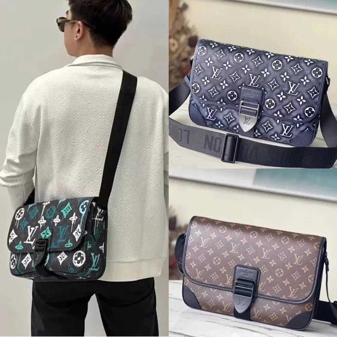 Louis Vuitton LV Men's Bag Top version 2022New Archy Medium Men's Messenger Bag Men's Presbyopic Messenger Bag Shoulder Messenger Bag M46328M21394