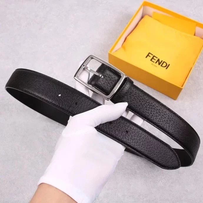 FENDI Belt Top version Belt Men's and Women's Belt Italy Imported Cowhide Leather Pure Original Leather Men's Belt Smooth Buckle Man's Belt Gucci Feila Belt3.5cm Wide