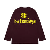 Balenciaga Hoodie Yellow Tape Frayed Washed Vintage Distressed Crewneck Sweatshirt Crewneck Sweatshirt Long Sleeve Base Shirt Outerwear Trendy Unisex Sports Casual OS Loose Fit Versatile New Autumn Winter Collection