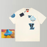 Louis Vuitton LV T-shirt Front Four-Leaf Flower Letter Pattern Print logo round Neck Short Sleeve25ss New Pure Cotton Unisex Style T T-shirt OS Loose Fit Base Shirt Half Sleeve T-Shirt Top Half Sleeve