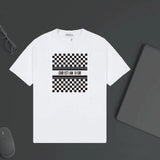 Dior T-shirt Checkerboard Pattern Print on the Chest logo round Neck Short Sleeve25ss New pure cotton T Unisex T-Shirt OS Drop Shoulder Loose Fit Base Shirt Top T-Shirt Short Sleeve