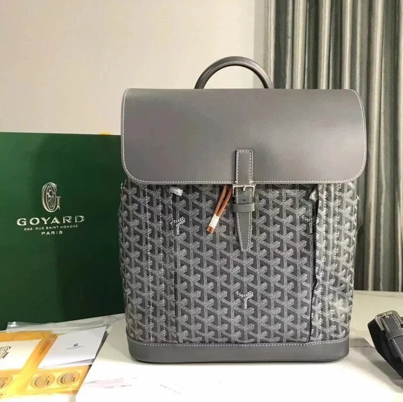 Goyard Bag Top version 【Original Quality】Alpin French Meaning“Climber”It Represents a Gentleman and Is Full of Adventurous Spirit. Alpin Backpack、Pure Hand Sewing Imported Wax Line Alpin Men's Backpack Hiking Backpack Computer Bag with Computer Compartmen