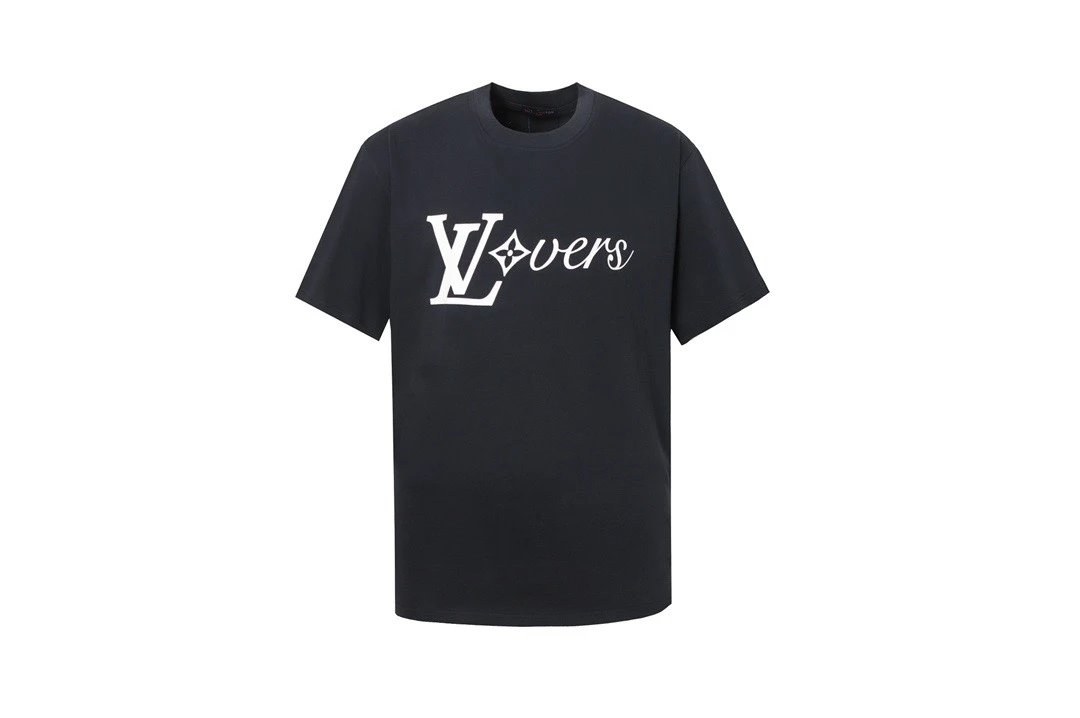 Louis Vuitton LV T-shirt Back Castle Letters logo Printed Crew Neck Short Sleeve Pure Cotton T Unisex T-Shirt OS Loose Fit Base Shirt Summer New Casual Simple B Home T-shirt