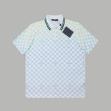 Louis Vuitton LV T-shirt Allover Checkerboard Jacquard logoPOLO Shirt Lapel Short Sleeve25ss New Unisex Summer Short Sleeve OS Loose T Business Half Sleeve Shirt Plus Size T-Shirt