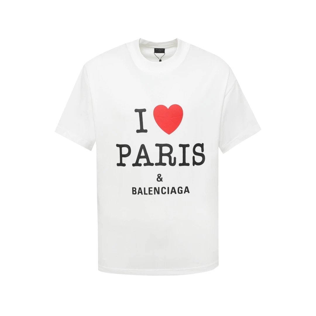 Balenciaga T-shirt New Style Qixi Festival Heart-shaped Collaboration logo round Neck Short Sleeve25ss New pure cotton T Unisex T-Shirt OS Loose Fit Base Shirt Top T-Shirt Short Sleeve