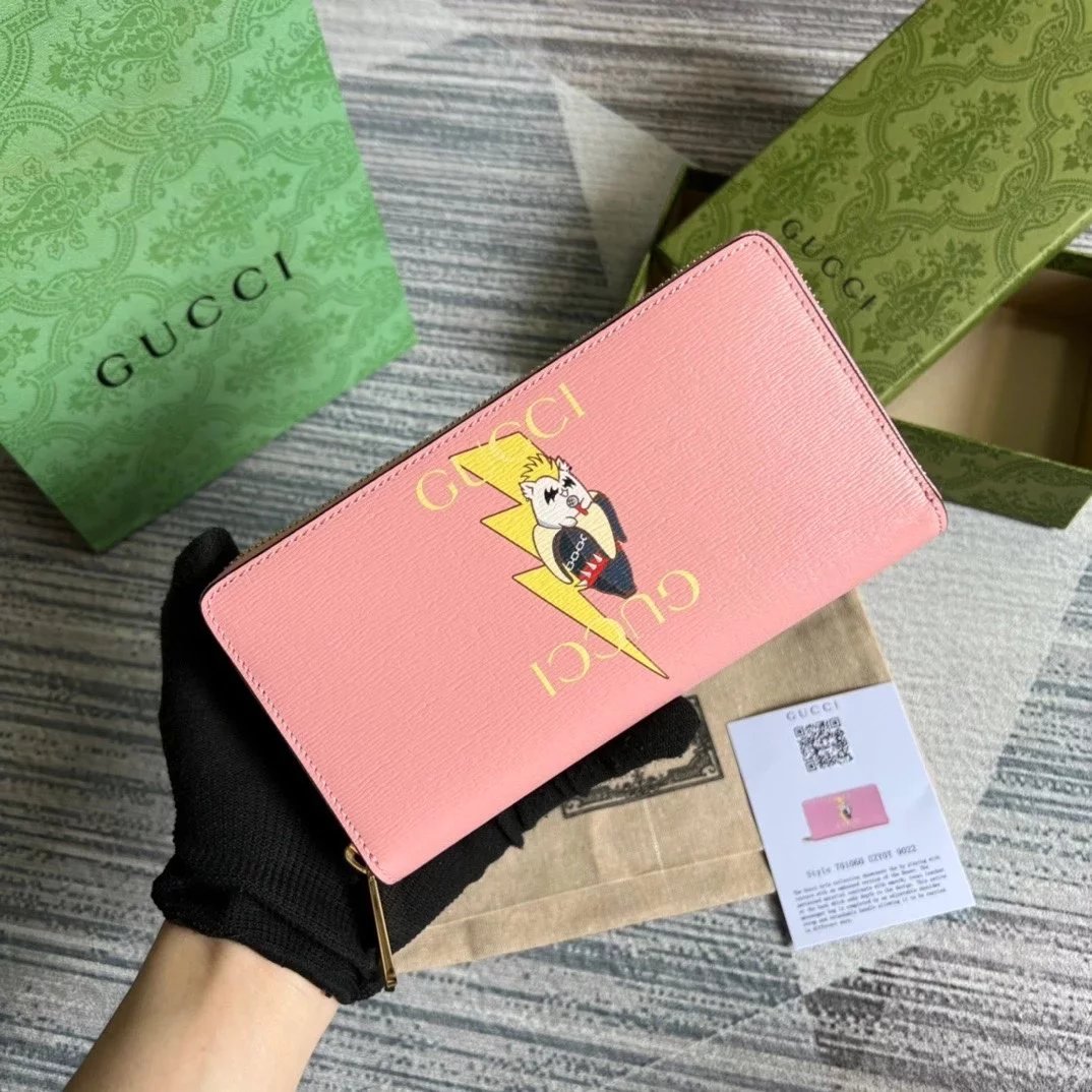 Gucci Wallet Top version 【**Customized Plate】New Women's Long Purse Wallet Zipper Wallet Rainbow and XINGX Bananya Printed Zipper Wallet Bananya Printed, Female Handbag Mobile Phone Number Full Leather Cowhide Wallet Wallet Card Holder Multifunctional Bag