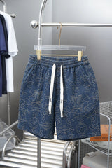 Louis Vuitton LV Shorts Allover Jacquard logo Five-point Shorts25ss New Drawstring Casual Summer Pants5Two-in-One Casual Sweatpants for Men and Women, Pure Cotton Joggers