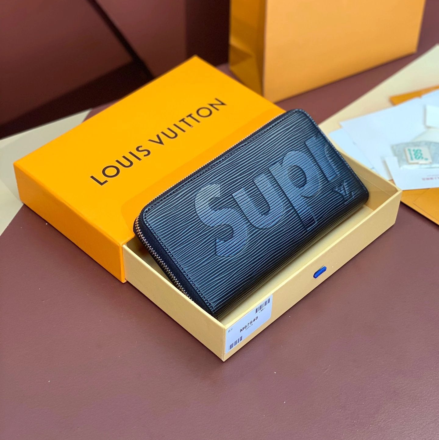 Louis Vuitton LV Wallets/Clutches Top version 【Original Leather】Men's and Women's Wallet Full Series M67541M67542M67543M67544M67548supreme Series Water Ripple Leather Silk Screen Wallet Card Holder the Suit Wallet Long Wallet Handbag