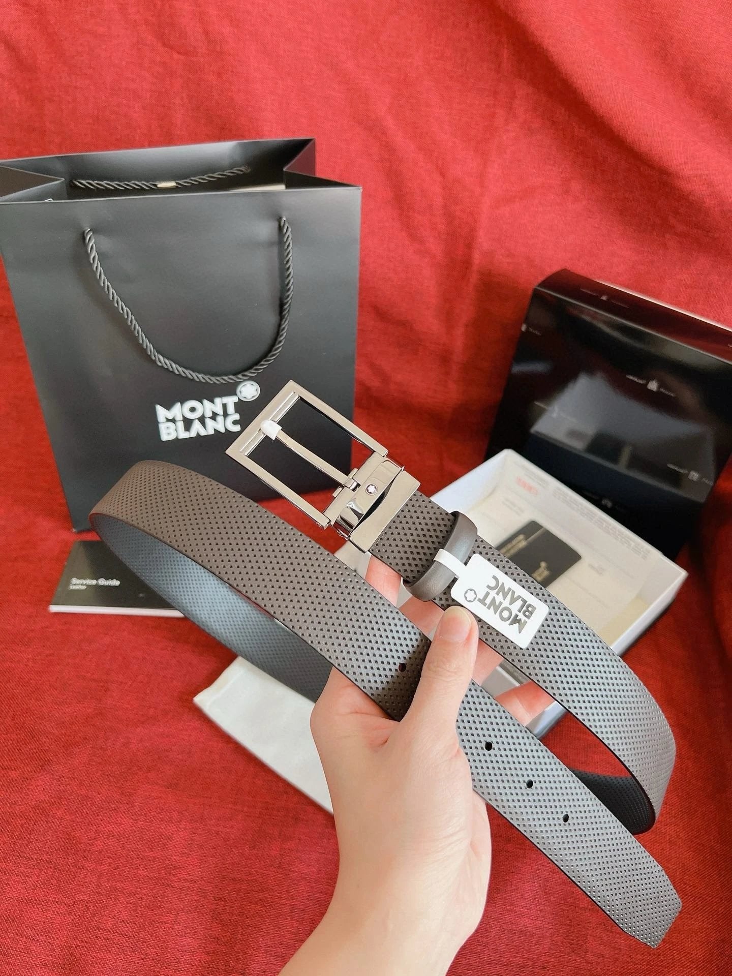 Montblanc Belt Top version Business Casual Belt Belt High Quality Double-Sided Head Layer Cowhide with Steel Buckle Men's Leather Belt Fashion All-Match Business Belt Double-Sided Available3.5