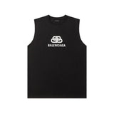 Balenciaga T-shirt Chest Clasp Print logo Sleeveless Short Sleeve Sleeveless Vest25ss New Pure Cotton Unisex Base Shirt Top Half Sleeve T T-shirt OS Loose Fit T-Shirt