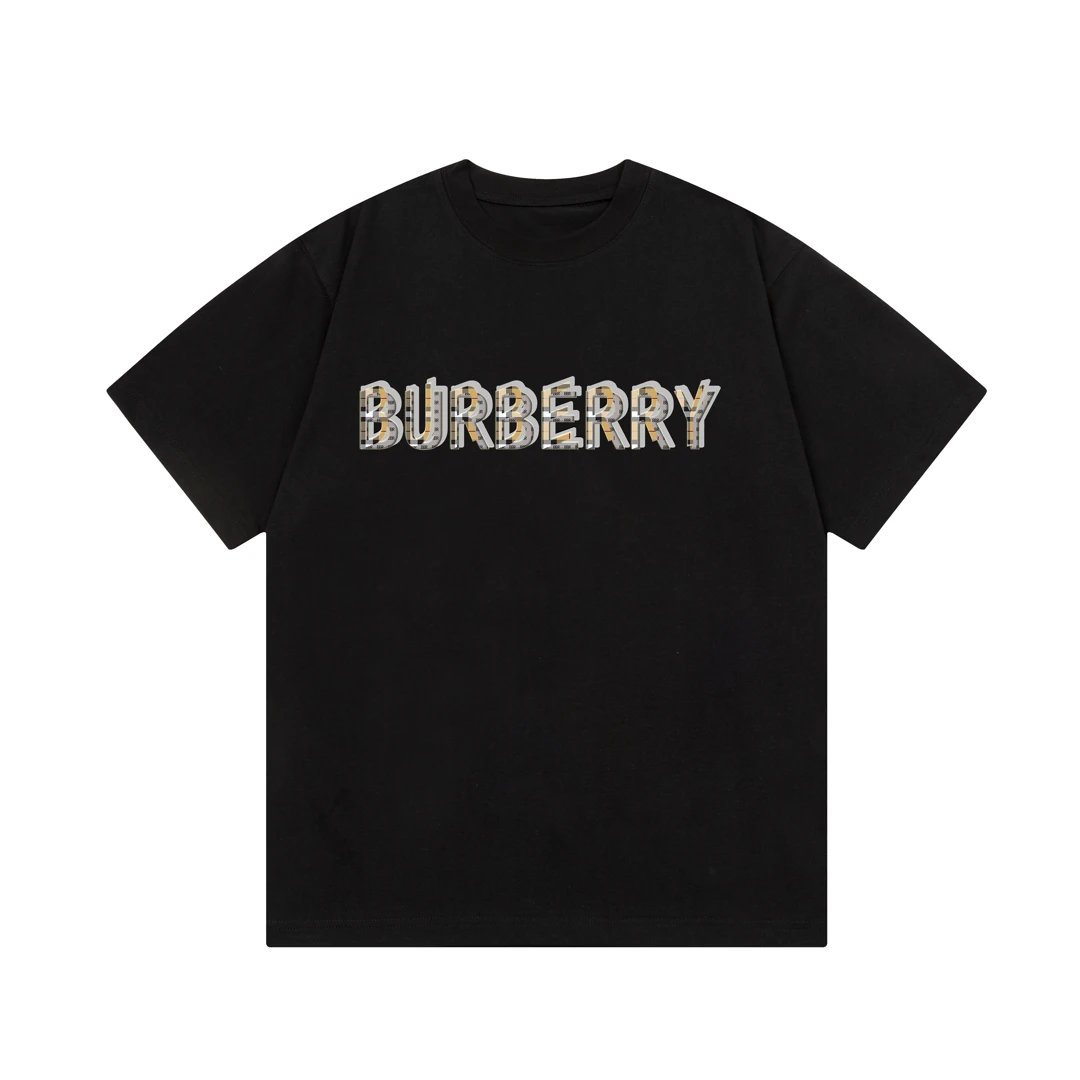 Burberry T-shirt Chest Plaid Letter Print Logo Logo Crew Neck Short Sleeve25ss New pure cotton T Unisex T-Shirt OS Loose Fit Base Shirt Top Half Sleeve T-Shirt