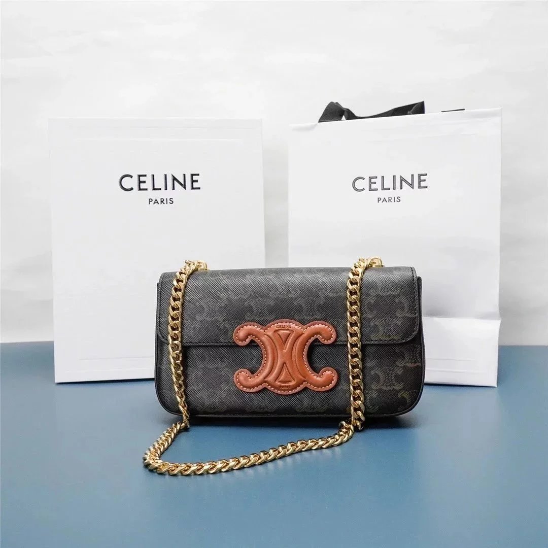 Celine women's bag Top version 【Surrogate Shopping Edition】2022Spring and Summer New Arc De Triomphe Underarm Bag Women's Bag Popular TRIOMPHE Arc De Triomphe Underarm Bag mini Chain Bag box Printed Cow Leather Clutch Square Bag Box Bag Shoulder Bag Cross