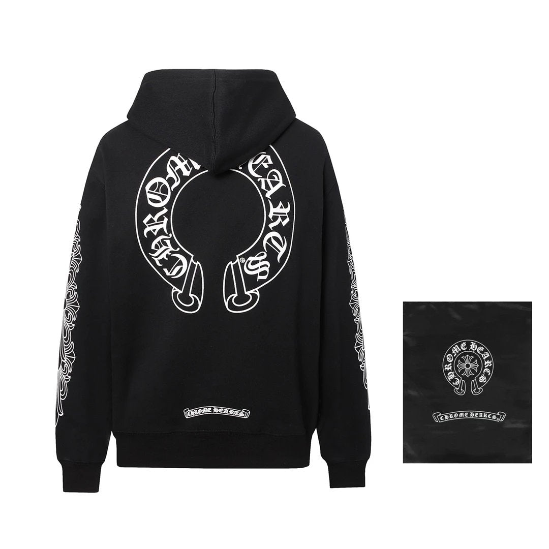 Chrome Hearts Hoodie Scroll Sanskrit Horse Hoof Print Cardigan Sweatshirt Casual Loose Zipper Hoodie Sportswear Jacket Unisex24ss Autumn and Winter New Products