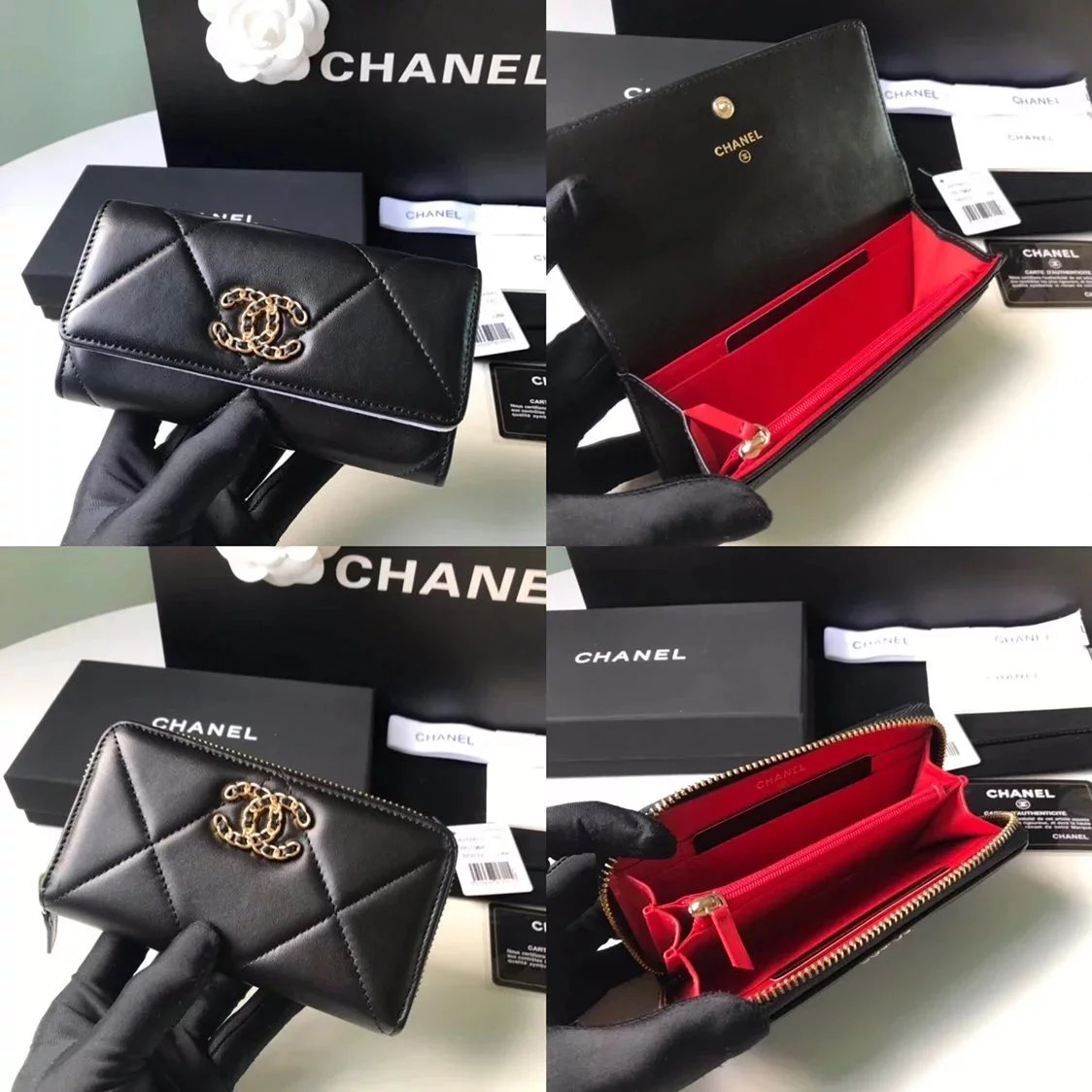 Chanel Wallet Top version Original Surrogate Shopping Grade】Small19bag Handbag Series Medium Wallet Women's Wallet Long Version Flip Wallet Zipper Wallet Genuine Leather Card Holder Coin Purse Handbag19cm