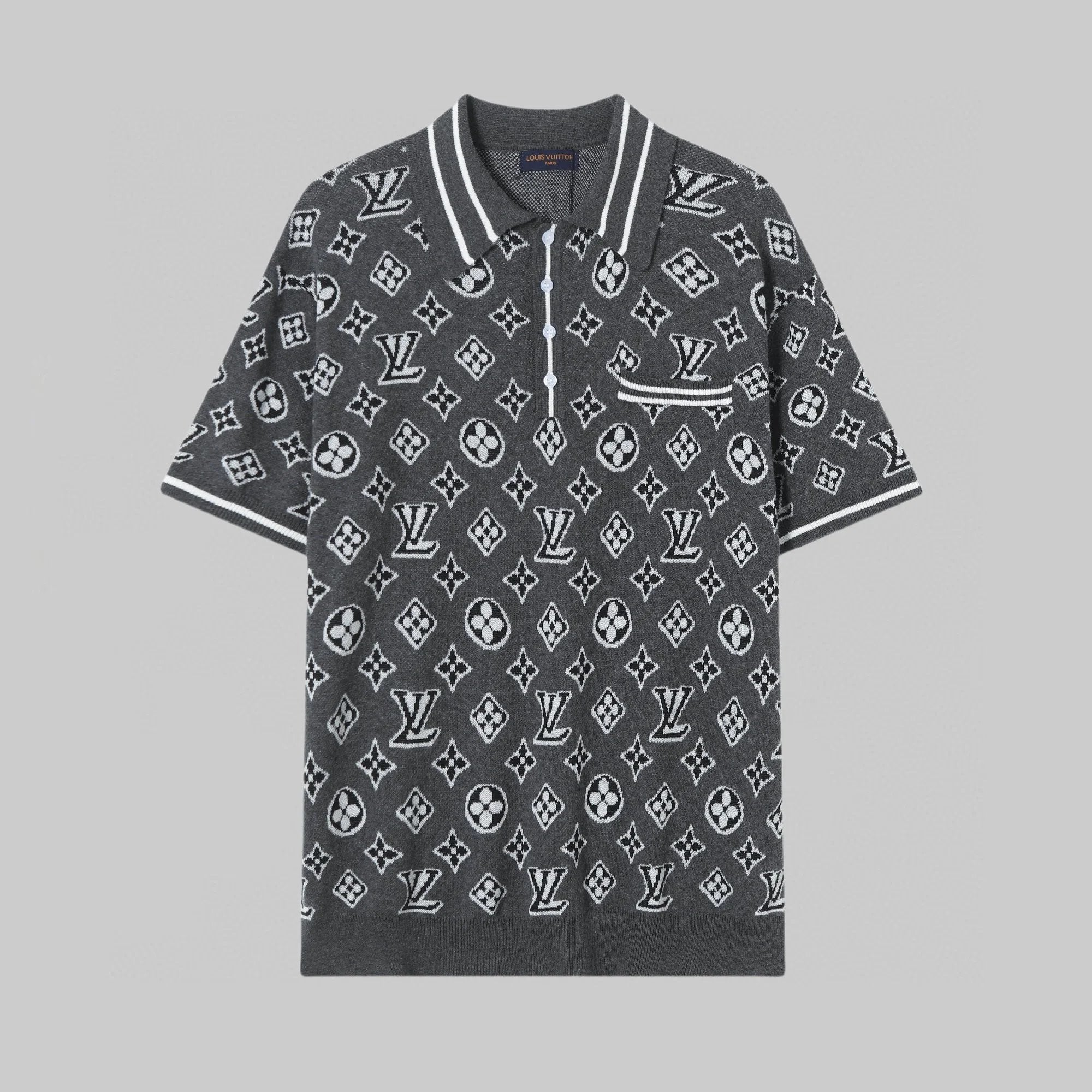 Louis Vuitton LV T-shirt Printed Jacquard Logo Knitting POLO Short Sleeve Turn-down Collar Shirt Unisex Summer Loose Fit T Business Commuter Short Sleeve Shirt Plus Size T-Shirt