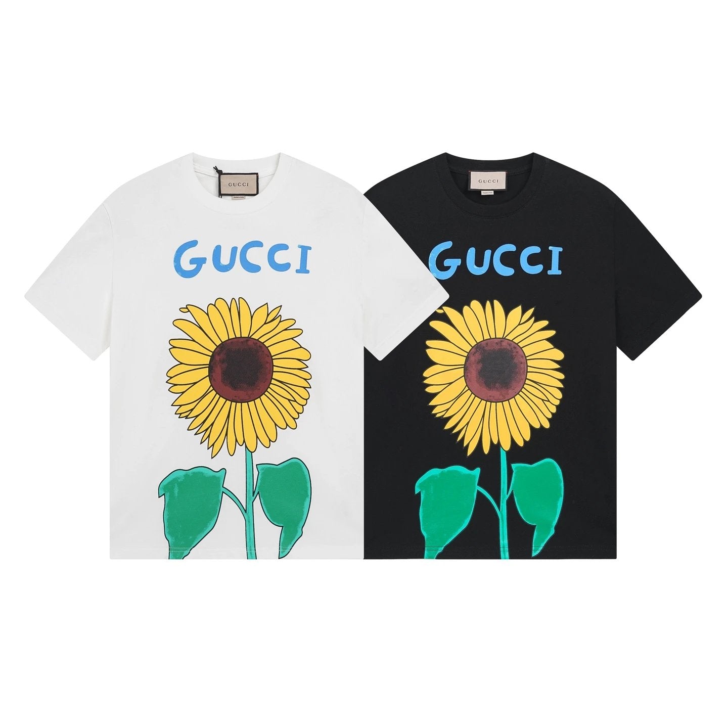 Gucci T-shirt Sunflower Print on the Chest logo round Neck Short Sleeve25ss New pure cotton T Unisex T-Shirt OS Drop Shoulder Loose Fit Base Shirt Top T-Shirt Short Sleeve