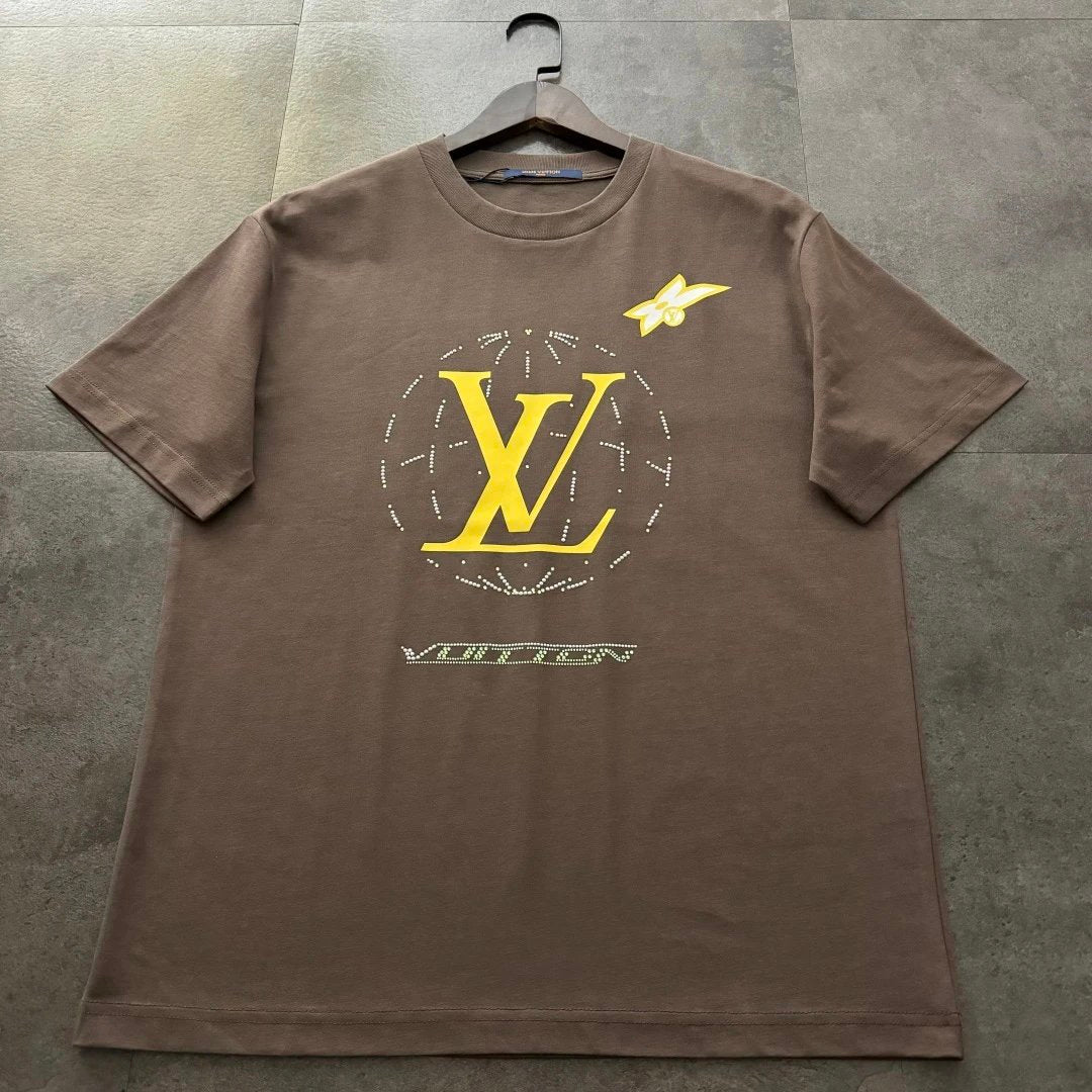 Louis Vuitton LV T-shirt Chest Letter Print logo round Neck Short Sleeve25ss New Pure Cotton Unisex Style T T-shirt OS Loose Fit Base Shirt Half Sleeve T-Shirt Top Half Sleeve