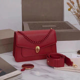 BVLGARI Bag Top version 【Original Quality】2021New Women's Bag Limited Edition Snake Head Buckle Red Enamel Snake Eye Women's Shoulder Bag/Crossbody Handbag Bag Decorated with a Snake's Head Naza Same Product Detachable Shoulder Strap