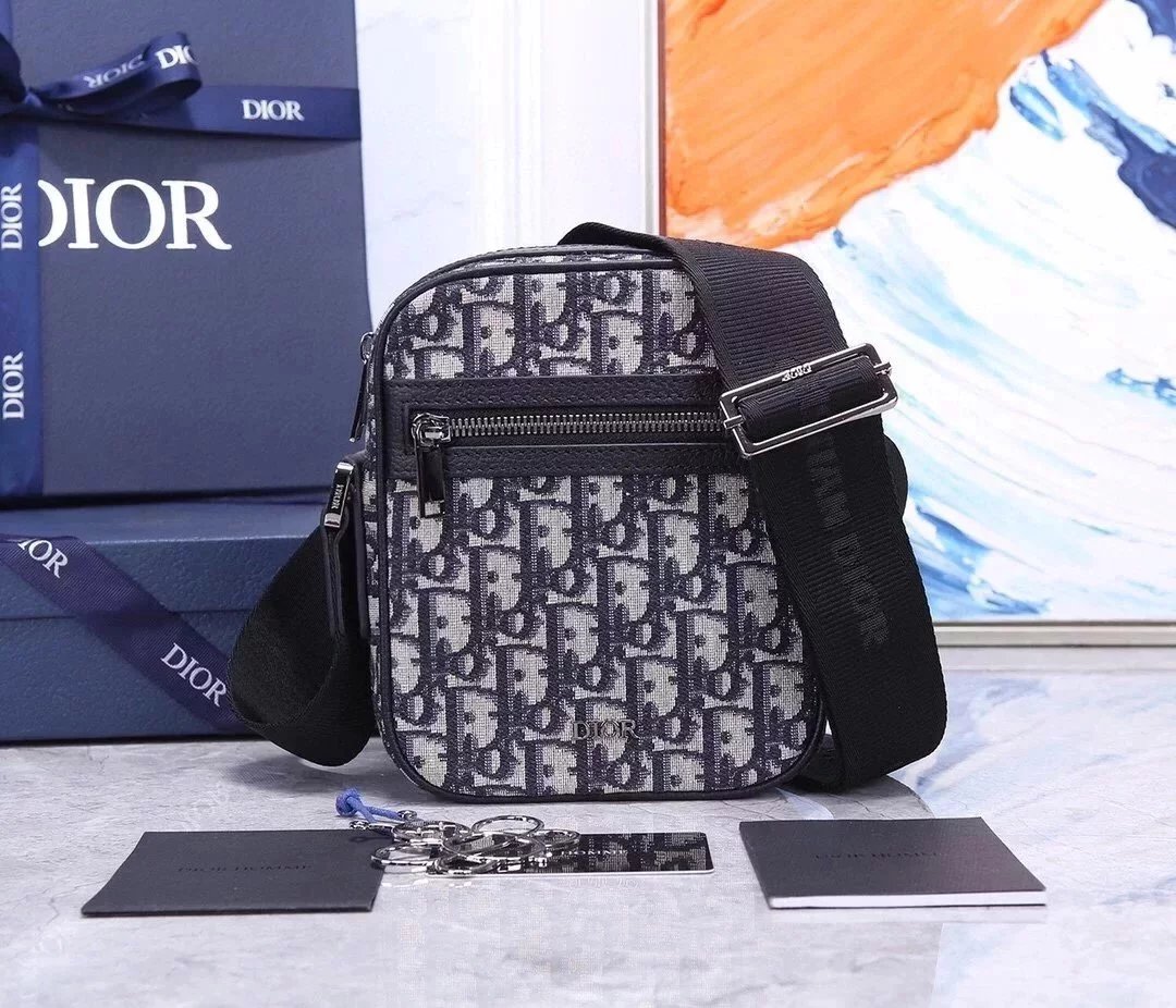 Dior Men's Bag Top version New Oblique Printed Fabric Men's Camera Bag Handbag Shoulder Bag Messenger Bag Men's Bag