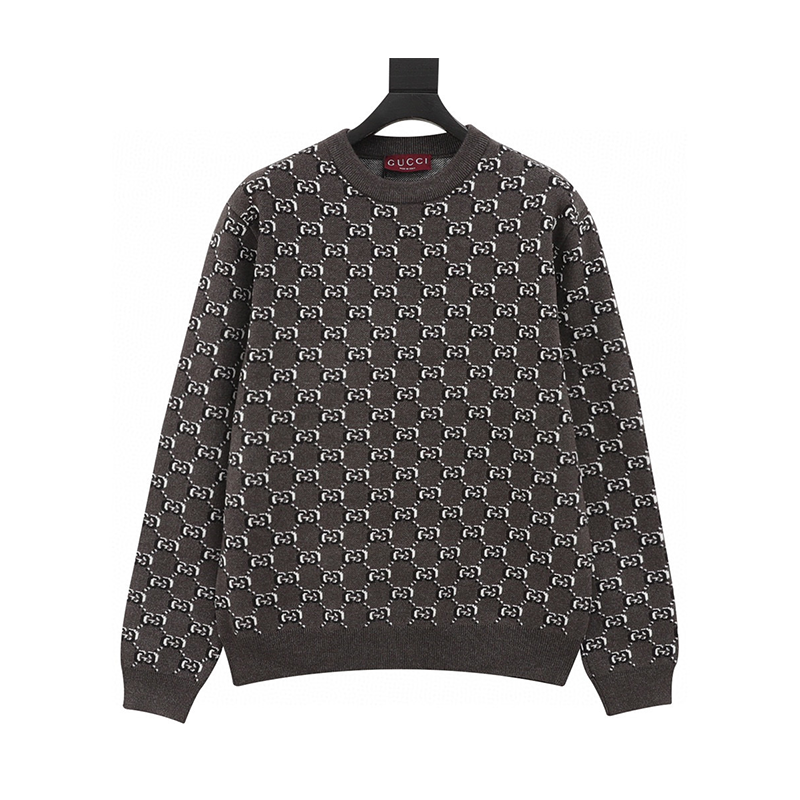 Gucci Sweater Classic Double Shadow Jacquard Casual round Neck Sweater for Men and Women