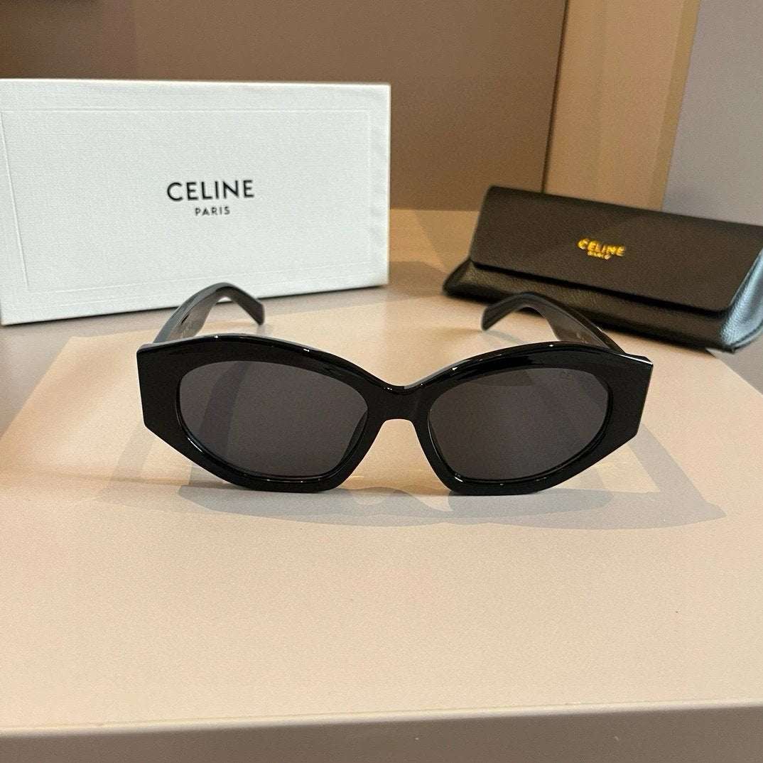Celine Sunglasses Double C Logo Temple Sunglasses Slimming Non-Prescription Unisex Couple Style UV Protection Driving Beach Fishing25ss New Sports Casual Versatile
