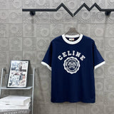 Celine T-shirt Chest Triumphal Arch Letter Print logo round Neck Short Sleeve25ss New Pure Cotton Unisex Style T T-shirt OS Loose Fit Base Shirt Top Half Sleeve T-Shirt