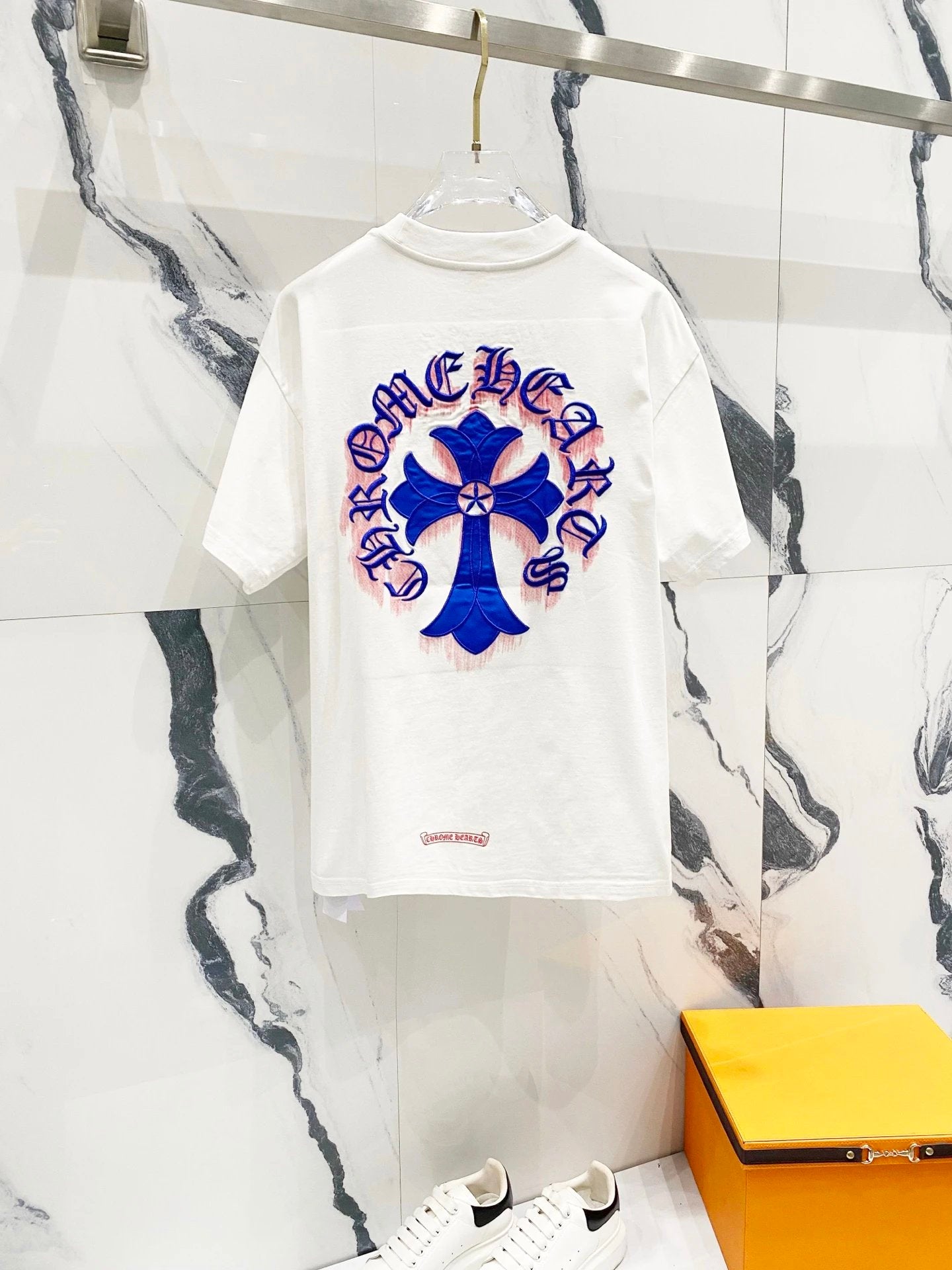 Chrome Hearts T-shirt Back Three-Dimensional Sanskrit Text Patch logo round Neck Short Sleeve25ss New Pure Cotton Unisex Style T T-shirt OS Loose Fit Base Shirt Half Sleeve T-Shirt Top Half Sleeve