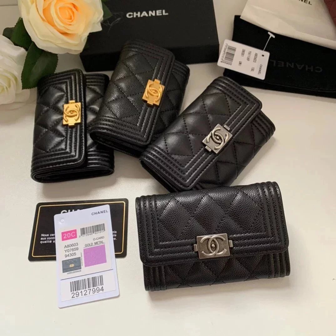 Chanel Wallet Top version Small leboy Small Card Holder Card Clamp Card Holder Coin Purse Wallet Short Wallet Cowhide Caviar Ball Pattern Lambskin Rhombic Pattern Retro Gilding with Retro Antique Silver Hardware Lady's Wallet Card Holder