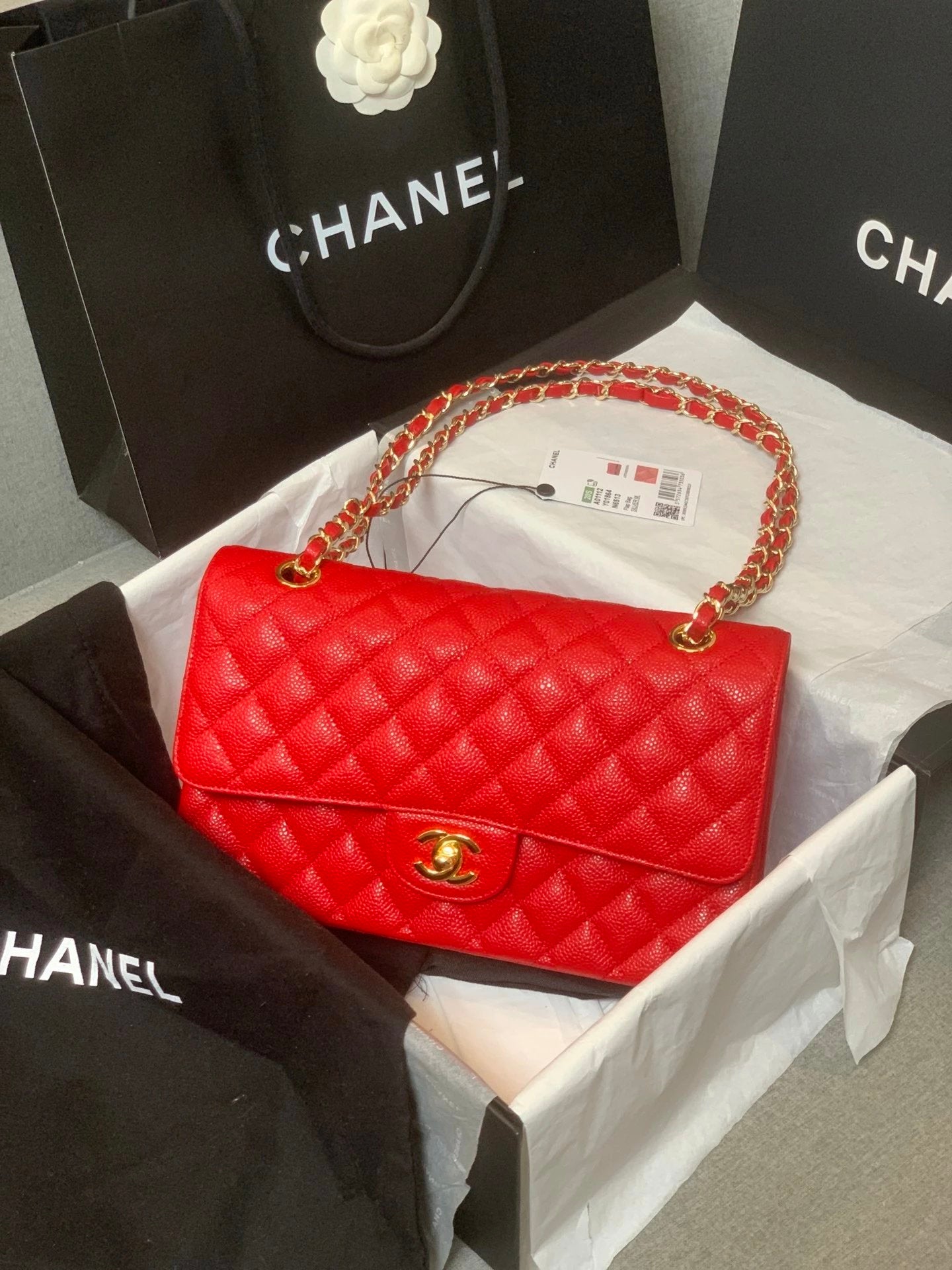 Chanel Women's Bag Top version 【Level Surrogate Shopping】New Classic CF Bag ClassicFlap2.55CF Medium25cm Original Leather Ball Pattern Caviar Diamond Chain Sheepskin Bag Shoulder Messenger Bag Women's Bag1112CF25cm Medium