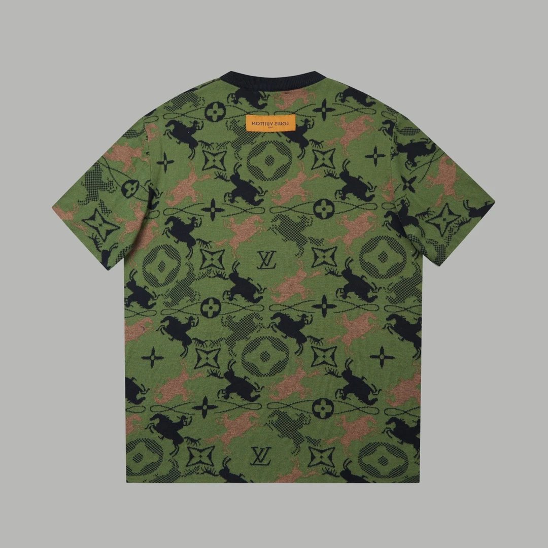 Louis Vuitton LV T-shirt Full-body Camouflage Print logo round Neck Short Sleeve25ss New Pure Cotton Unisex Style T T-shirt OS Loose Fit Base Shirt Half Sleeve T-Shirt Top Half Sleeve