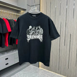 Balenciaga T-shirt Front Chest Printed Character Spray Painting Logo Logo Crew Neck Short Sleeve25ss New Pure Cotton Unisex Style T T-shirt OS Loose Fit Base Shirt Top Half Sleeve T-Shirt