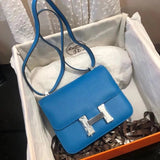 Hermes women's bag Top version 【H Handmade Custom】Stewardess Bag Constance Bag constance Silver Buckle Gold Buckle EP Women's Leather Crossbody Shoulder Bag2424