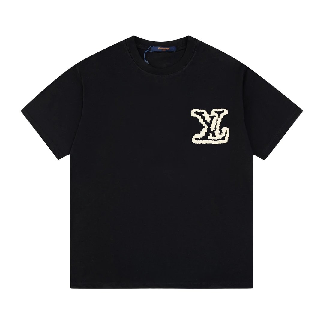 Louis Vuitton LV T-shirt Large Foam Letter Print on the Chest logo round Neck Short Sleeve25ss New Pure Cotton Unisex Style T T-shirt OS Loose Fit Base Shirt Half Sleeve T-Shirt Top Half Sleeve