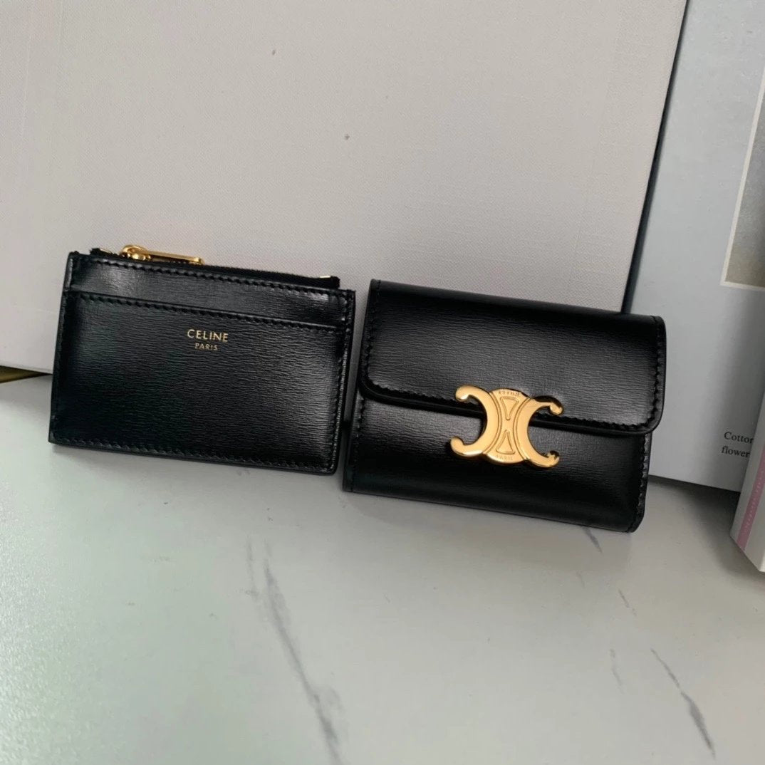 Celine Wallet Top version 【The Highest Version of the Original Factory】Super Two-in-One Small Wallet, Cards, Bills, and Change Can Be Put down4One Card Slot1One Paper Money Bag1One Detachable Zipper Card Holder Arc De Triomphe Two-in-One Wallet Women's Wa