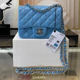 Chanel Women's Bag Top version Original Leather Surrogate Shopping Version New Bag Ch@ne1CF Fat Fang1115mini17cm Caviar Ball Grain Cowhide CF Sheepskin Mini Small Sized Flap Bag Shoulder Crossbody Chain Bag Lambskin Original Leather