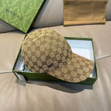 Gucci Hat Full Jacquard Print logo Baseball Cap Sunshade Sun Protection Duckbill Cap Unisex Couple Style Large Head Circumference Slimming Face Curved Brim Versatile Sports Hat