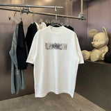 Dior T-shirt Chest Letter Pattern Print logo round Neck Short Sleeve25ss New Pure Cotton Unisex Style T T-shirt OS Loose Fit Base Shirt Half Sleeve T-Shirt Top Half Sleeve