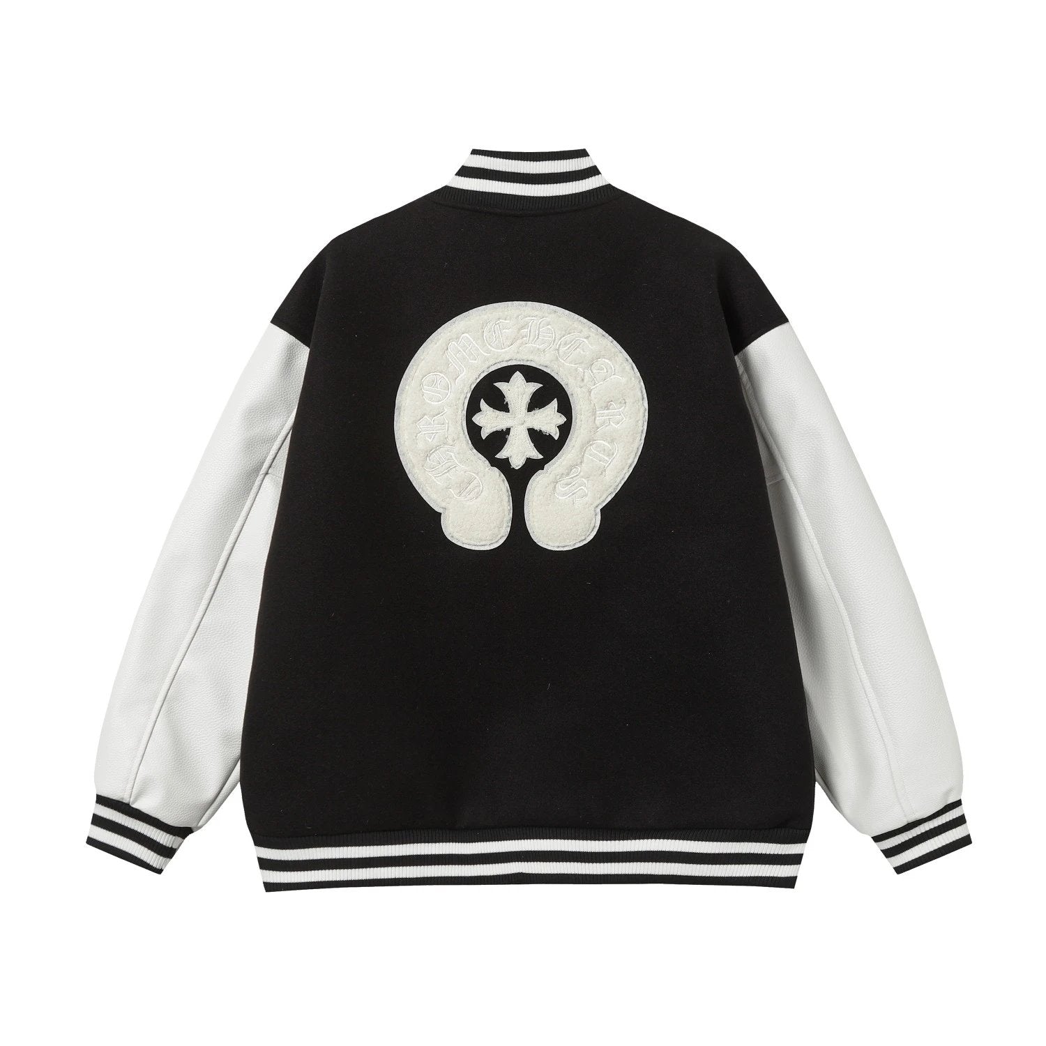 Chrome Hearts Jackets 2024ss Runway Style Baseball Jacket Black and White Color Block Short Coat Towel Embroidery American Letter Unisex Street Thickened Padded Jacket