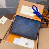 Louis Vuitton LV Wallets/Clutches Top version Upgraded Version POCHETTEVOYAGE Medium Clutch Men's and Women's Handbag Clutch Bag Wash Bag M30432Blue Flower N60412Blue Plaid N60142Gray Grid N60412Orange Grid Men's and Women's Handbags