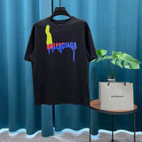 Balenciaga T-shirt Chest Print logo round Neck Short Sleeve25ss New Pure Cotton Unisex Style G Home T T-shirt OS Loose Fit Base Shirt Casual Top Short Sleeve T-Shirt