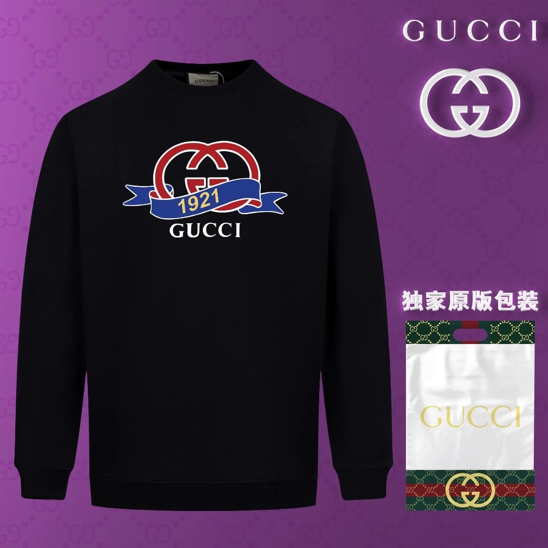 Gucci Hoodie 1921Series Front Print logo Round Neck Sweatshirt Jacket Pullover Long Sleeve OS Loose Fit Base Shirt Top Unisex Sports Casual
