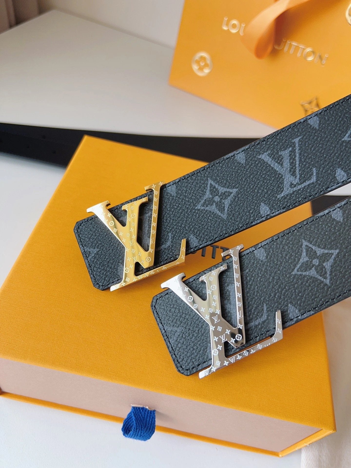 Louis Vuitton LV Belt Top version 【Counter Quality】The Most New Belt4.0cm Men's Belt Metal Buckle Men's Leather Belt with Classic Chessboard Plaid Belt with Genuine Goods Packaging