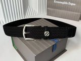 Zegna Belt Top version Original Imported Calf Leather Belt Business Men's Pant Belt Woven Leather Belt Double-Sided Dual-Use Men's Needle Belt Suitable for Men's Business Double-Sided Cowhide Classic Belt Gift Box Packaging Ferragamo Montblanc Cool