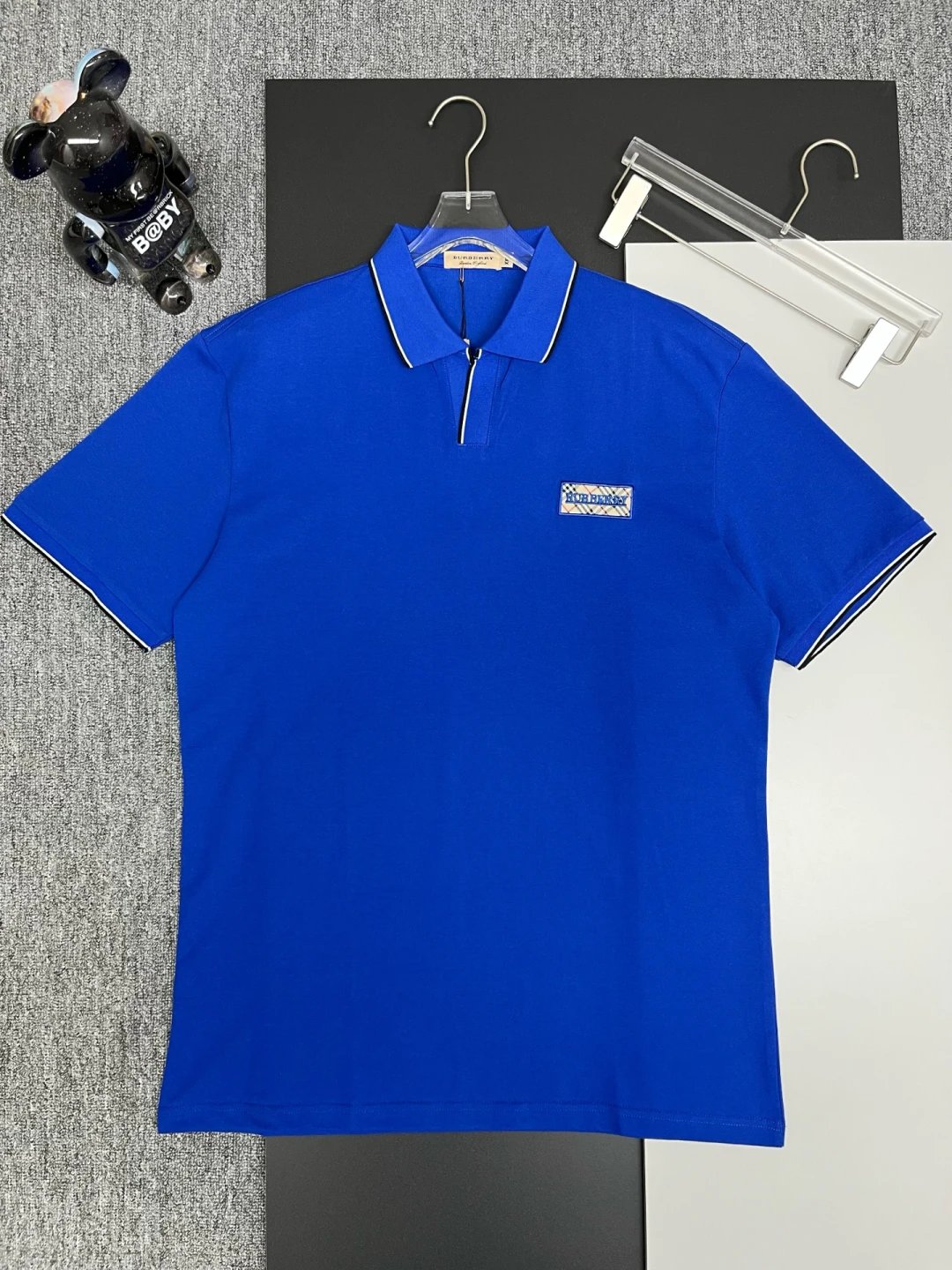Burberry T-shirt Chest Plaid Embroidery logoPOLO Short Sleeve Turn-down Collar Shirt Unisex Summer Loose Fit T Business Commuter Short Sleeve Shirt Plus Size