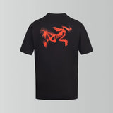 Arc'teryx T-shirt Back Bird Pattern White Ink Graffiti Print logo round Neck Short Sleeve25ss New Pure Cotton Unisex Style T Casual T-Shirt Base Layer Shirt OS Loose Fit Half Sleeve Top Plus Size