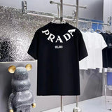 PRADA T-shirt Chest Arc-Shaped Brand Print logo round Neck Short Sleeve25ss New pure cotton T Unisex T-Shirt OS Drop Shoulder Loose Fit Base Shirt Top T-Shirt Short Sleeve
