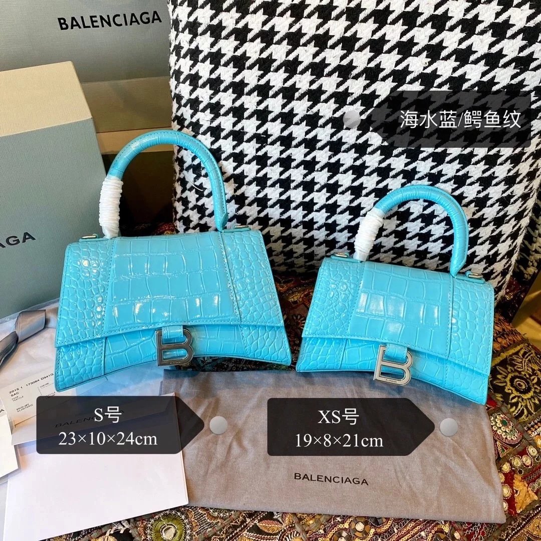 Balenciaga Bag Top version 【Level Surrogate Shopping】Hourglass Bag ahourglass Hourglass Bag Crocodile Leather Litchi Grain Cowhide XS No. S Women's Crossbody Bag